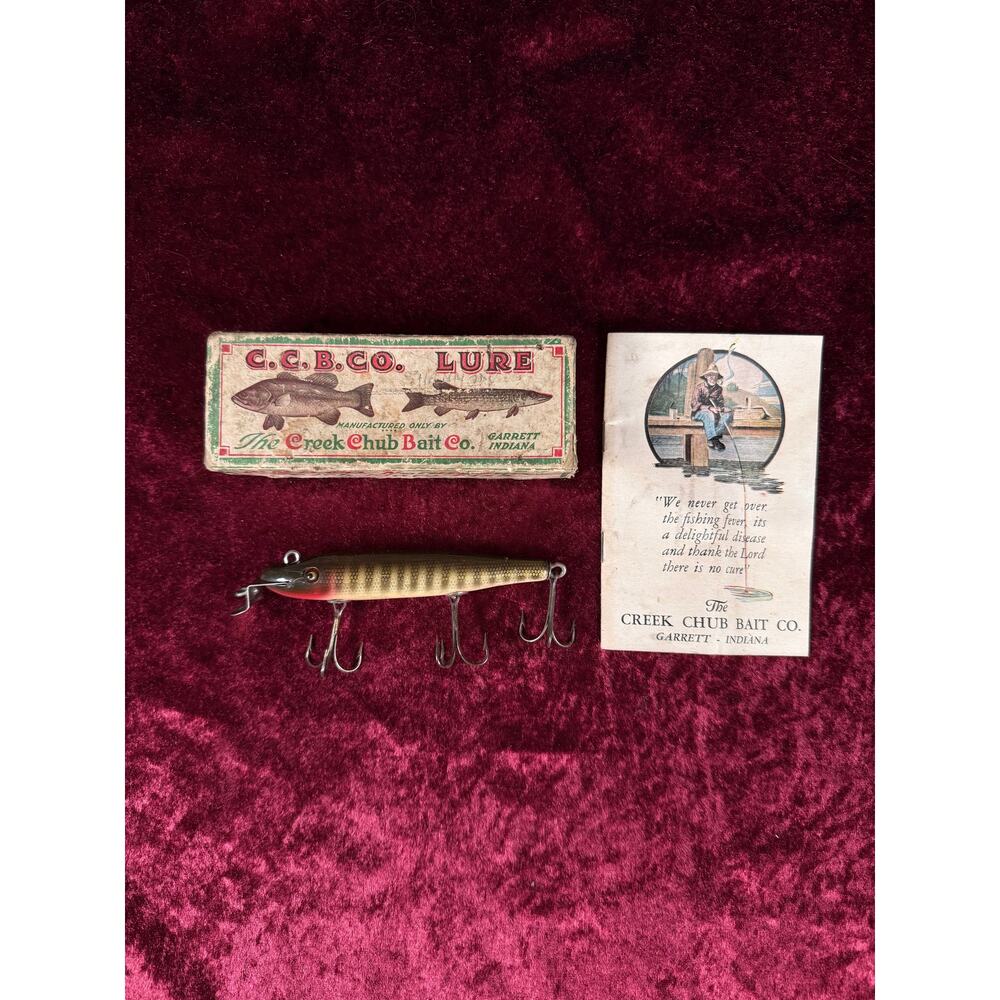 Vintage Creek Chub Bait Co.Wood Fishing Lure Pikie Minnow 700 Serie Original Box